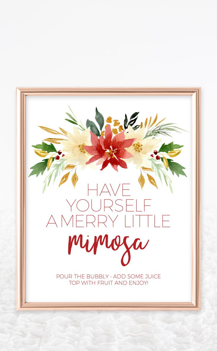 Christmas Mimosa Bar Sign And Juice Labels regarding Free Printable Mimosa Bar Sign