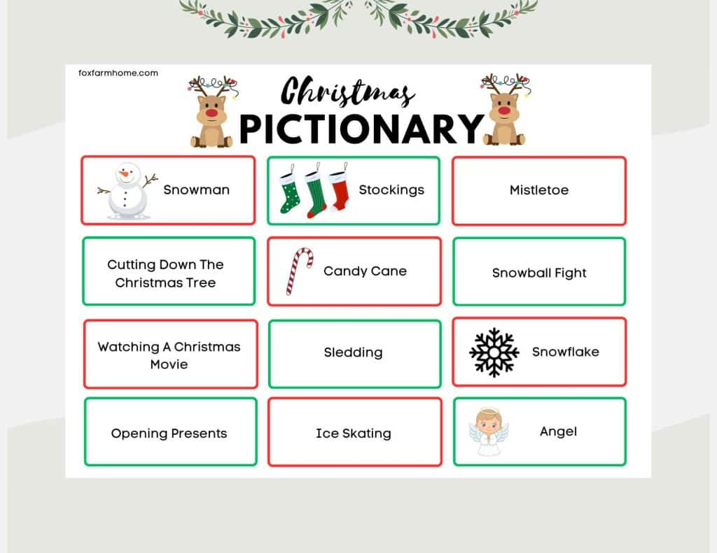 Christmas Pictionary Game For Families Free Printable Fox Farm Home Regarding Free Printable Christmas Pictionary Cards Christmas Pictionary Game For Families Free Printable Fox Farm Home Regarding Free Printable Christmas Pictionary Cards