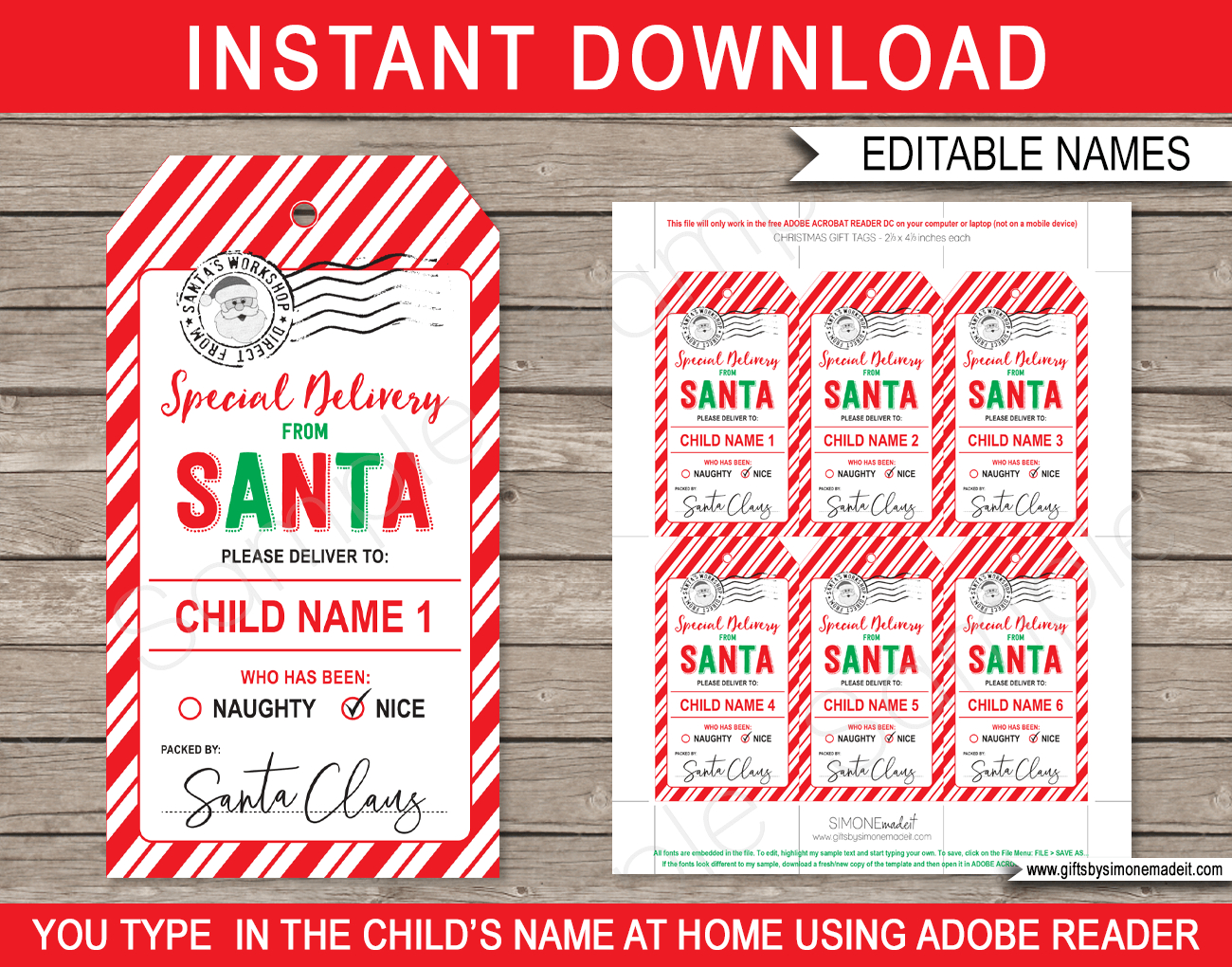 Christmas Santa Gift Tags - Red &amp;amp; Green for Free Printable Santa Gift Tags
