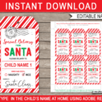 Christmas Santa Gift Tags   Red & Green Throughout Free Printable Gift Name Tags