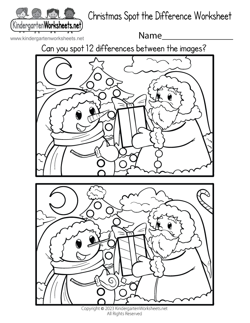 Christmas Spot The Difference Worksheet - Free Printable, Digital intended for Free Printable Christmas Worksheets For Kids