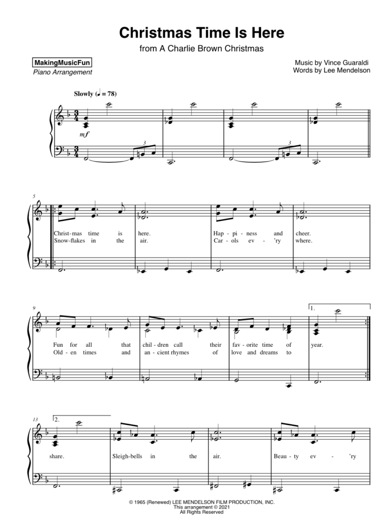 Christmas Music For Piano Free Printable
