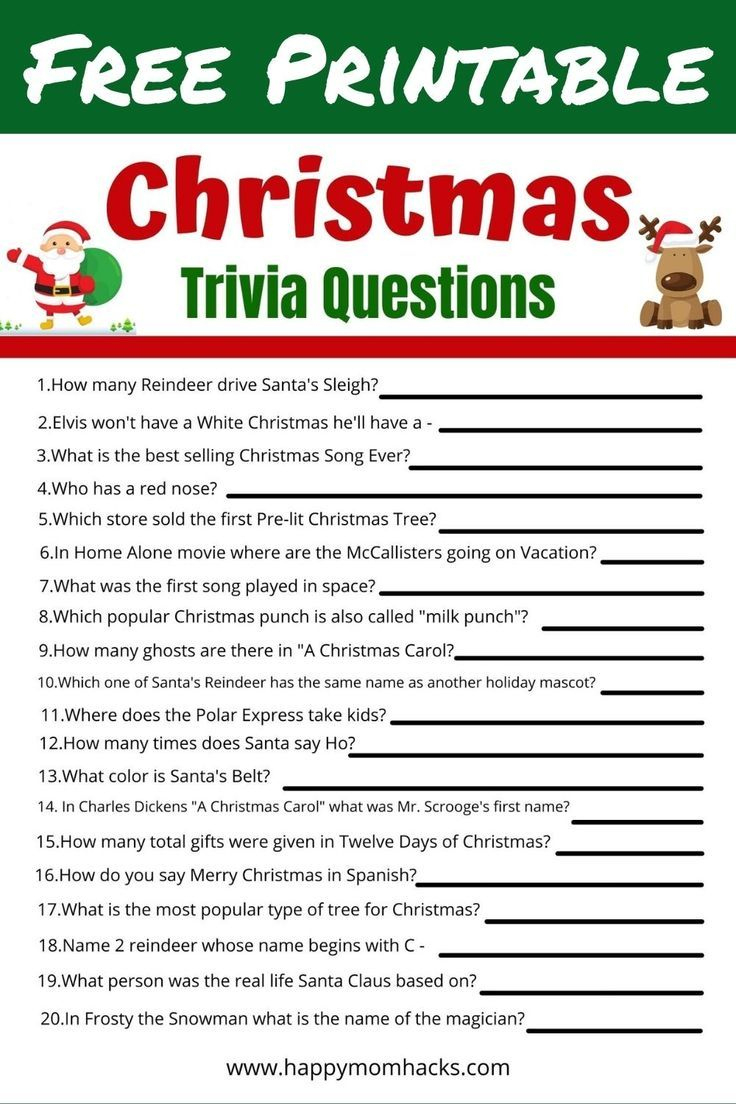 Christmas Trivia Quiz Questions &amp;amp; Answers For Kids Free Printable within Free Printable Christmas Riddle Games