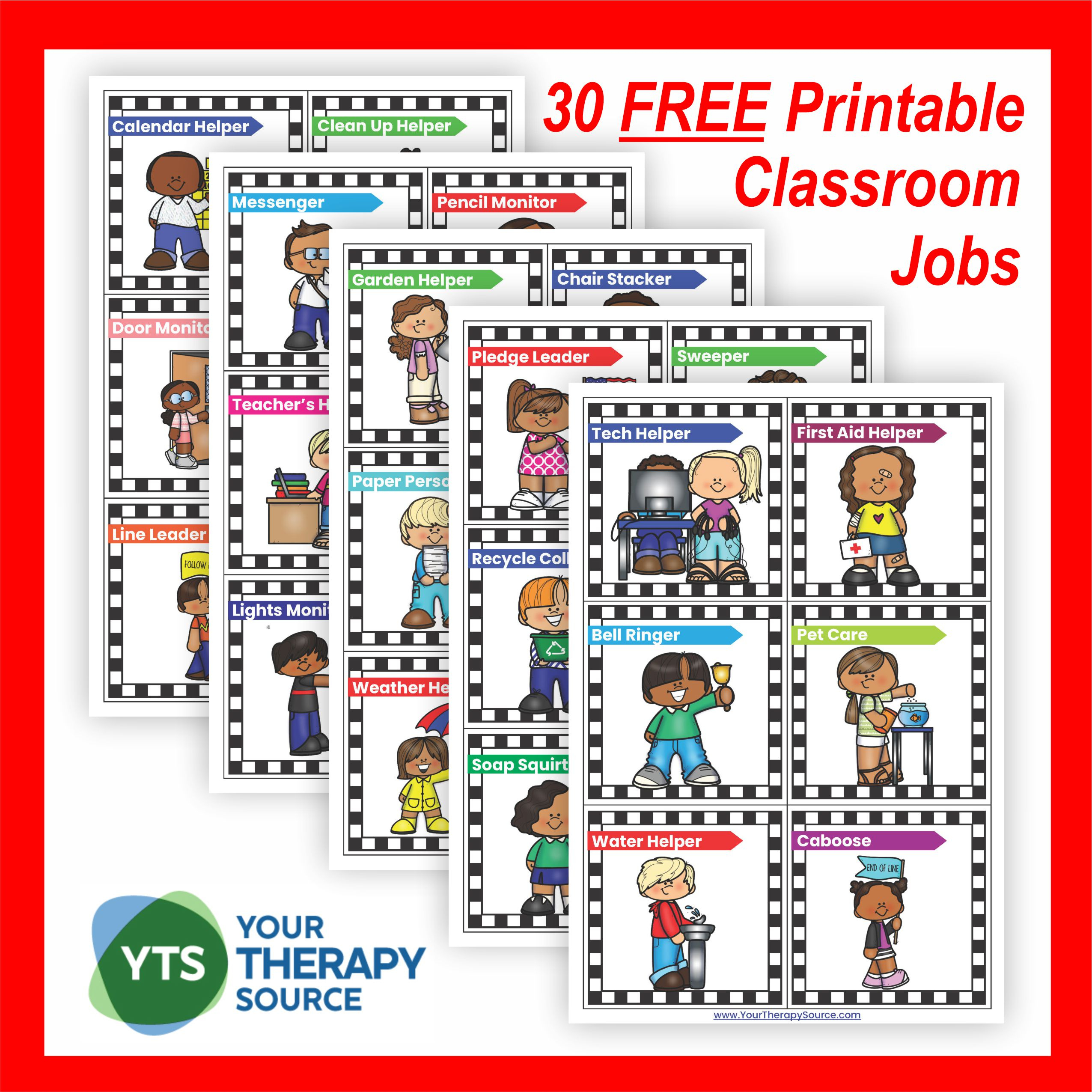 Classroom Job Ideas - Your Therapy Source throughout Free Printable Job Charts For Preschoolers