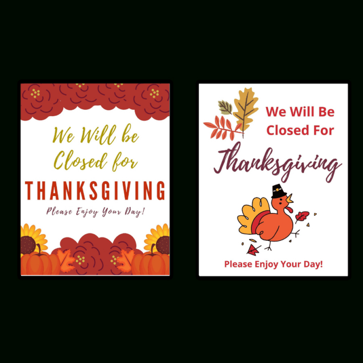 Free Printable Closed Thanksgiving Day Signs