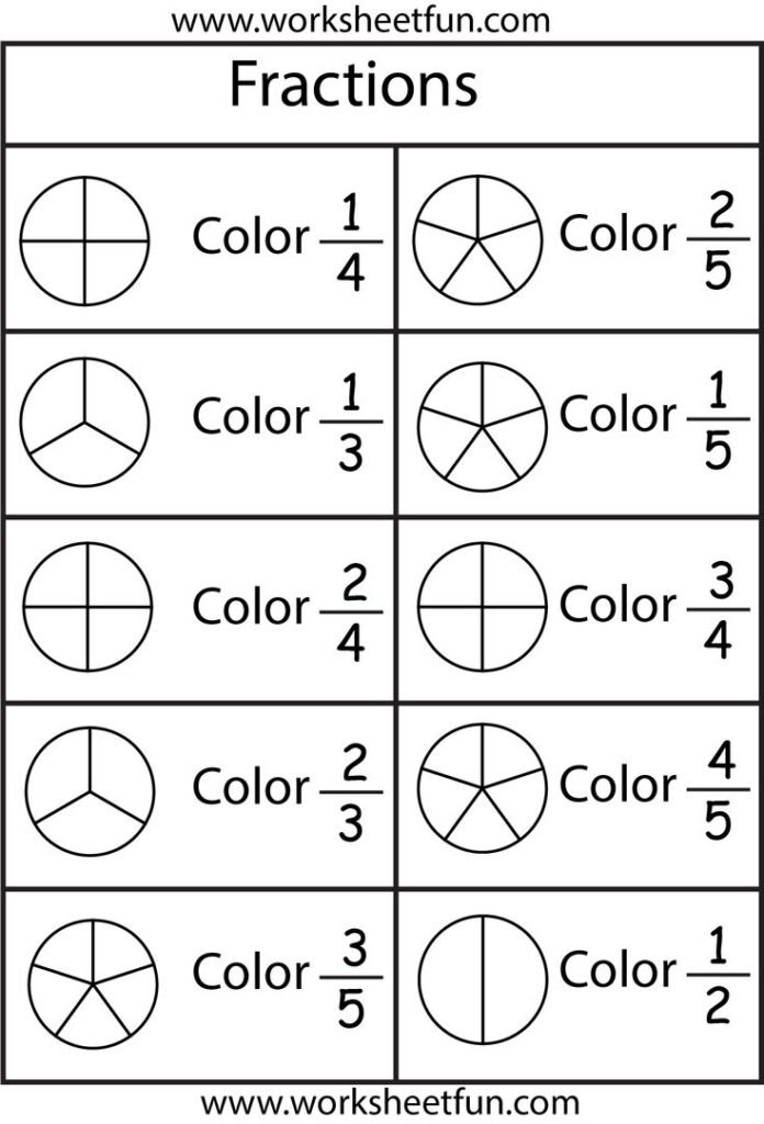 Color The Fraction – 4 Worksheets / Free Printable Worksheets Regarding Free Printable Fraction Worksheets Color The Fraction – 4 Worksheets / Free Printable Worksheets Regarding Free Printable Fraction Worksheets