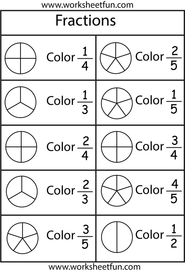 Color The Fraction – 4 Worksheets / Free Printable Worksheets regarding Free Printable Fraction Worksheets