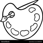 Coloring Book Art Palette With Paint Brush Vector Image With Free Printable Paint Palette