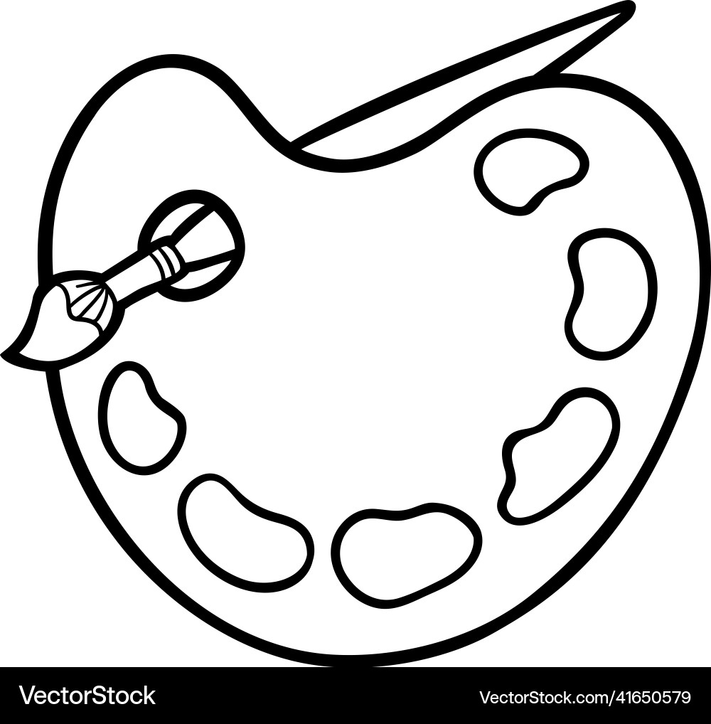 Coloring Book Art Palette With Paint Brush Vector Image with Free Printable Paint Palette