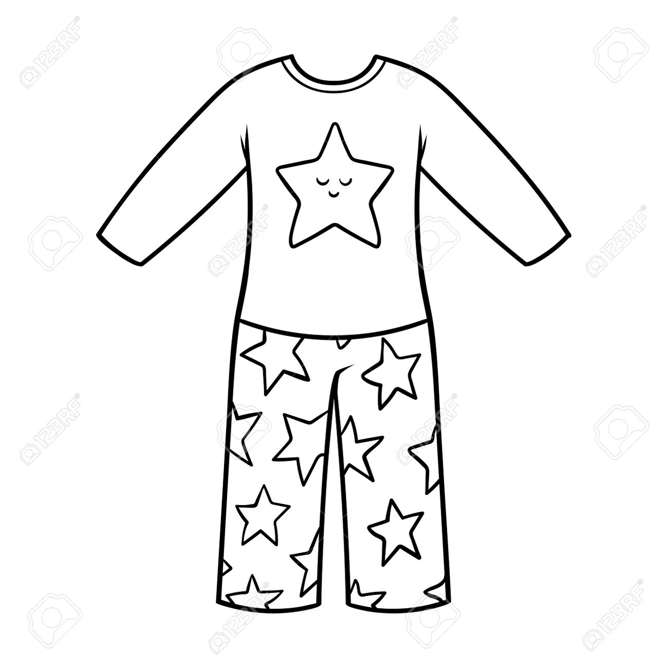 Coloring Book For Children, Pajamas For Boys Royalty Free Svg inside Free Printable Pajama Coloring Pages