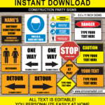Construction Party Signs   8.5X11 Inches (A4) Throughout Free Printable Party Signs