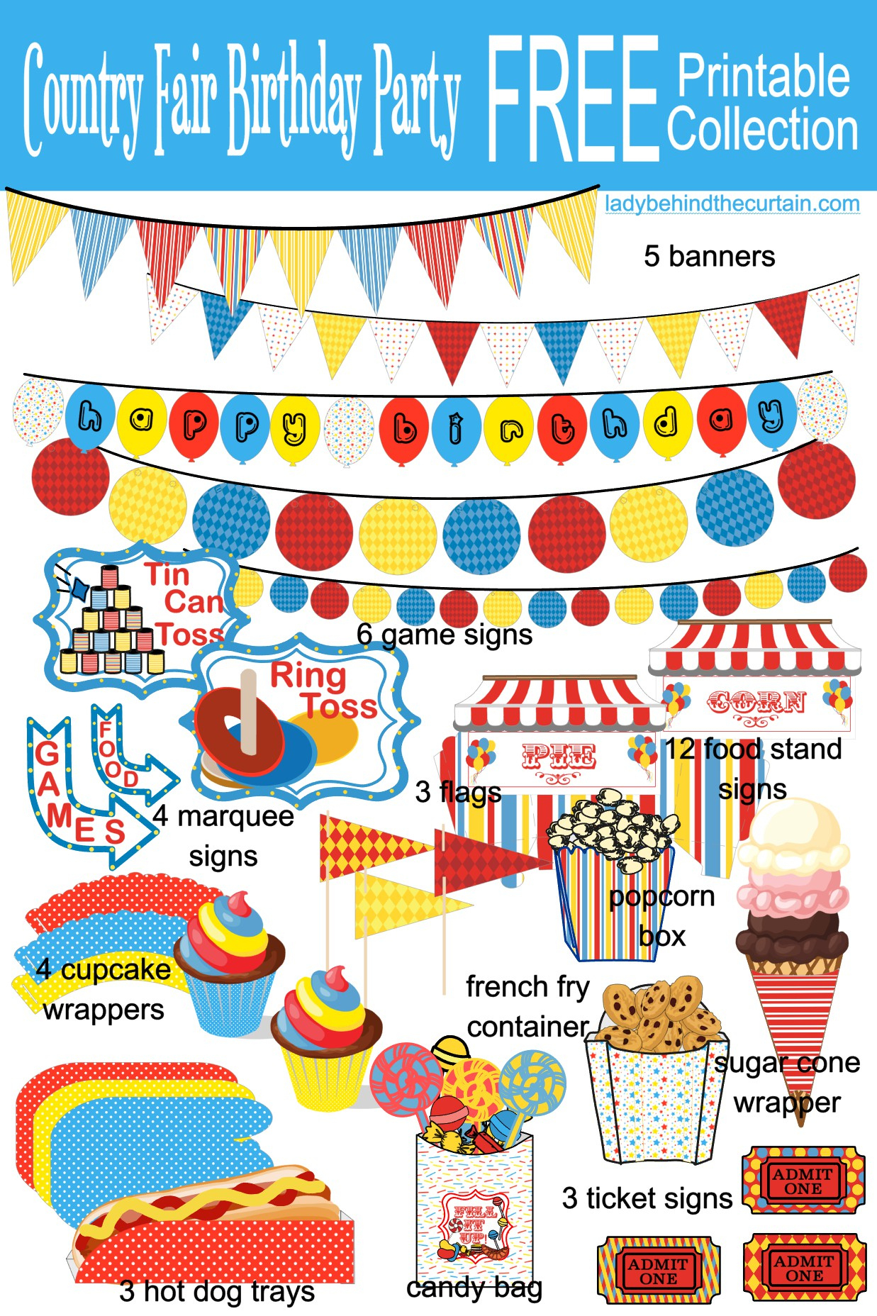 Country Fair Birthday Party Free Printable Collection intended for Free Printable Party Signs