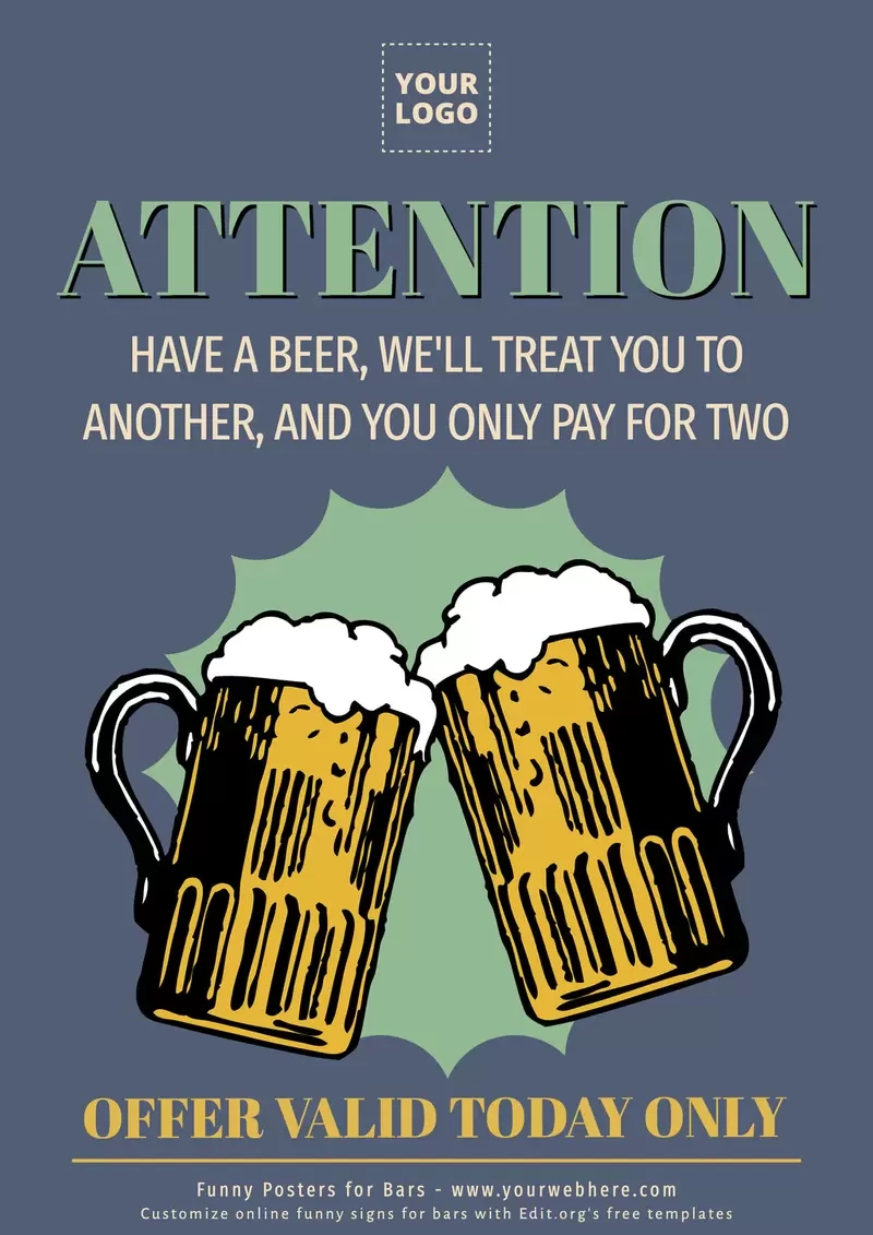 Creative Funny Bar Signs To Customize Online for Free Printable Funny Posters