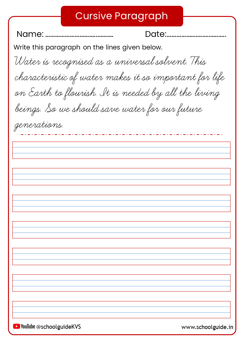 Cursive Writing Paragraph Worksheets with regard to Free Printable Cursive Writing Paragraphs