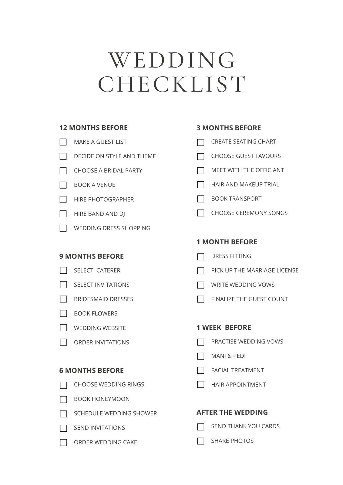 Customize 177+ Wedding Checklists Templates Online - Canva pertaining to Free Printable Wedding Checklist