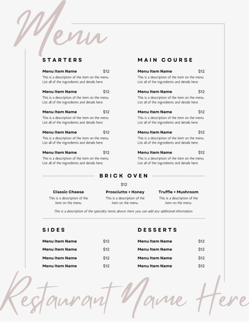 Customize 19,495+ Menus Templates Online   Canva With Regard To Design A Menu For Free Printable