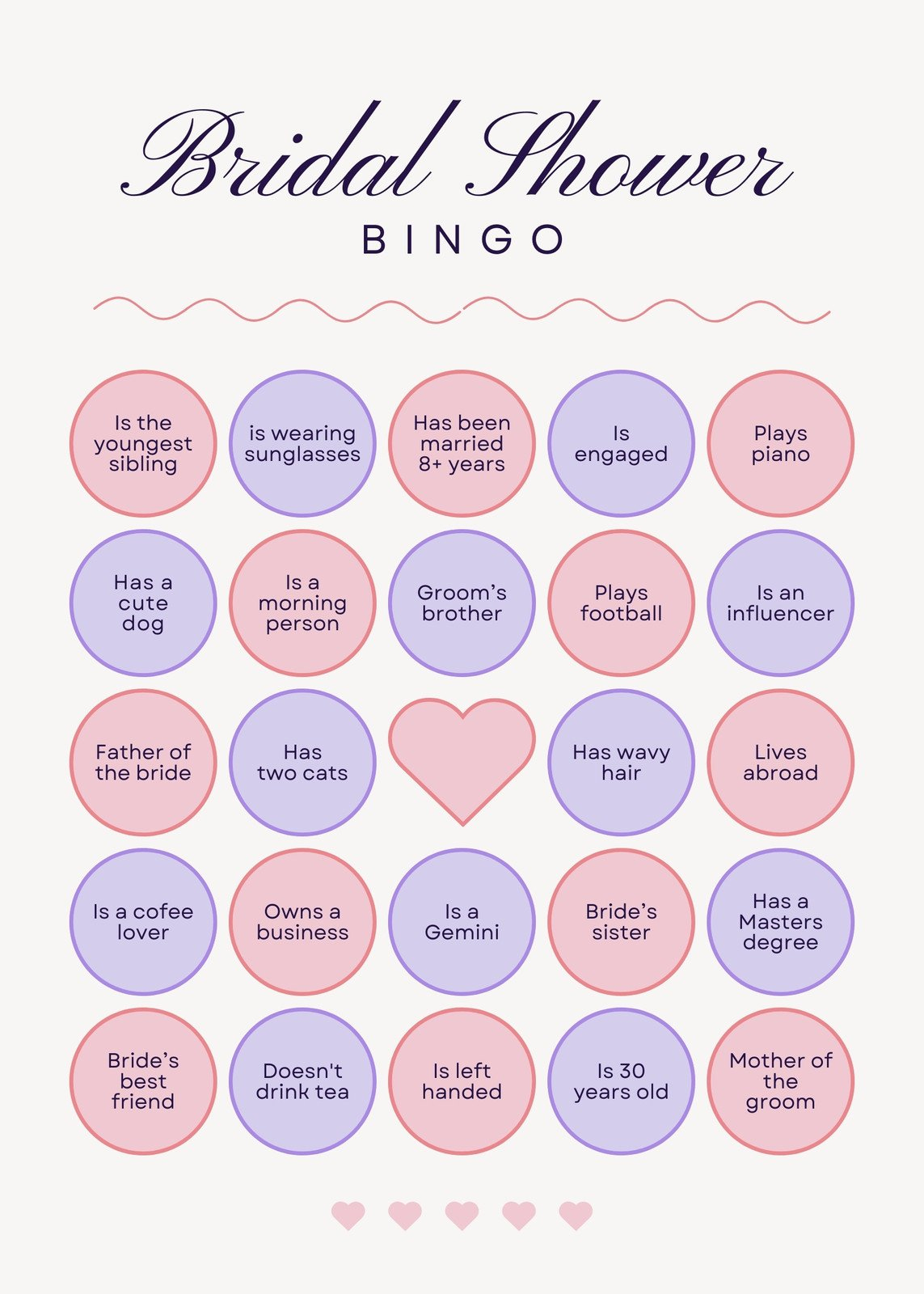 Customize 45+ Bridal Shower Bingo Card Templates Online - Canva intended for Free Printable Bridal Shower Bingo
