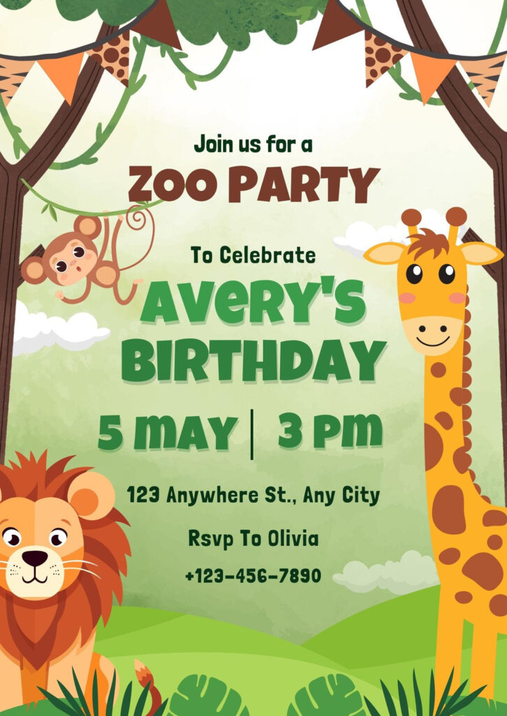 Customize 50+ Jungle Birthday Invitations Templates Online Canva Inside Jungle Theme Birthday Invitations Free Printable Customize 50+ Jungle Birthday Invitations Templates Online Canva Inside Jungle Theme Birthday Invitations Free Printable