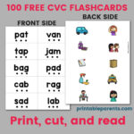 Cvc Words Flashcards Printable   Printable Parents Regarding Free Printable Blending Cards