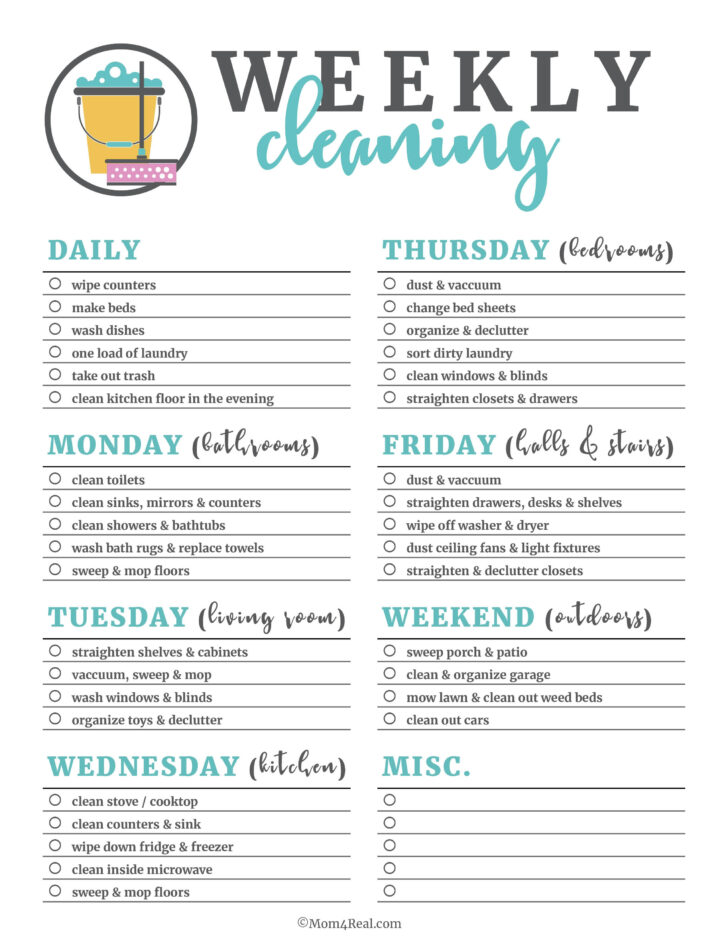 Free Printable Housework Checklist