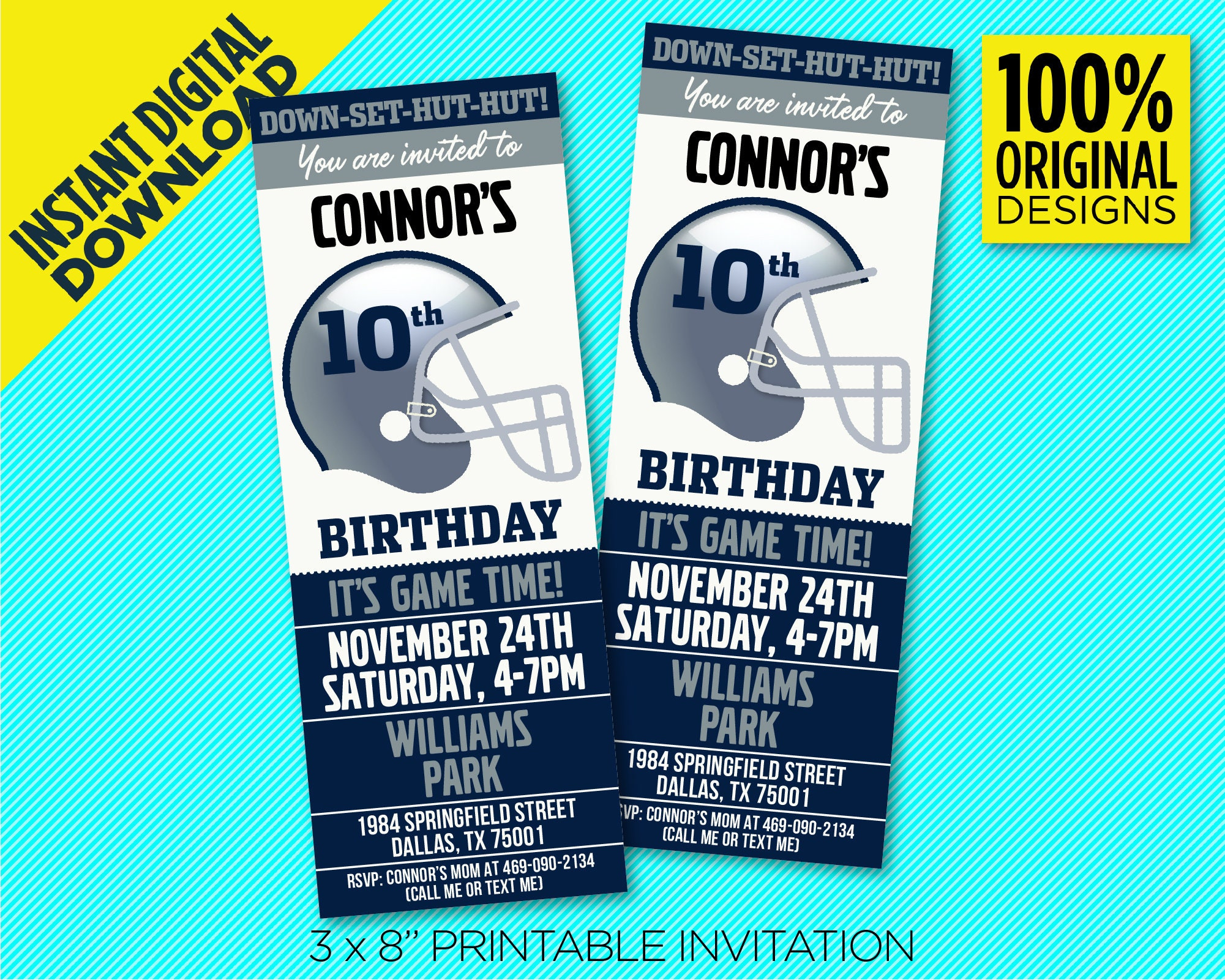 Dallas Football Team Birthday Party Printable Ticket Invitation inside Free Printable Dallas Cowboys Birthday Invitations