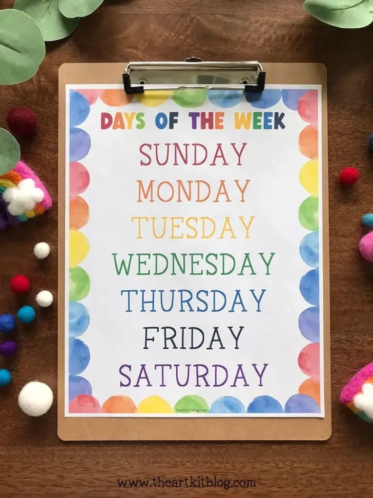 Free Printable Days of the Week