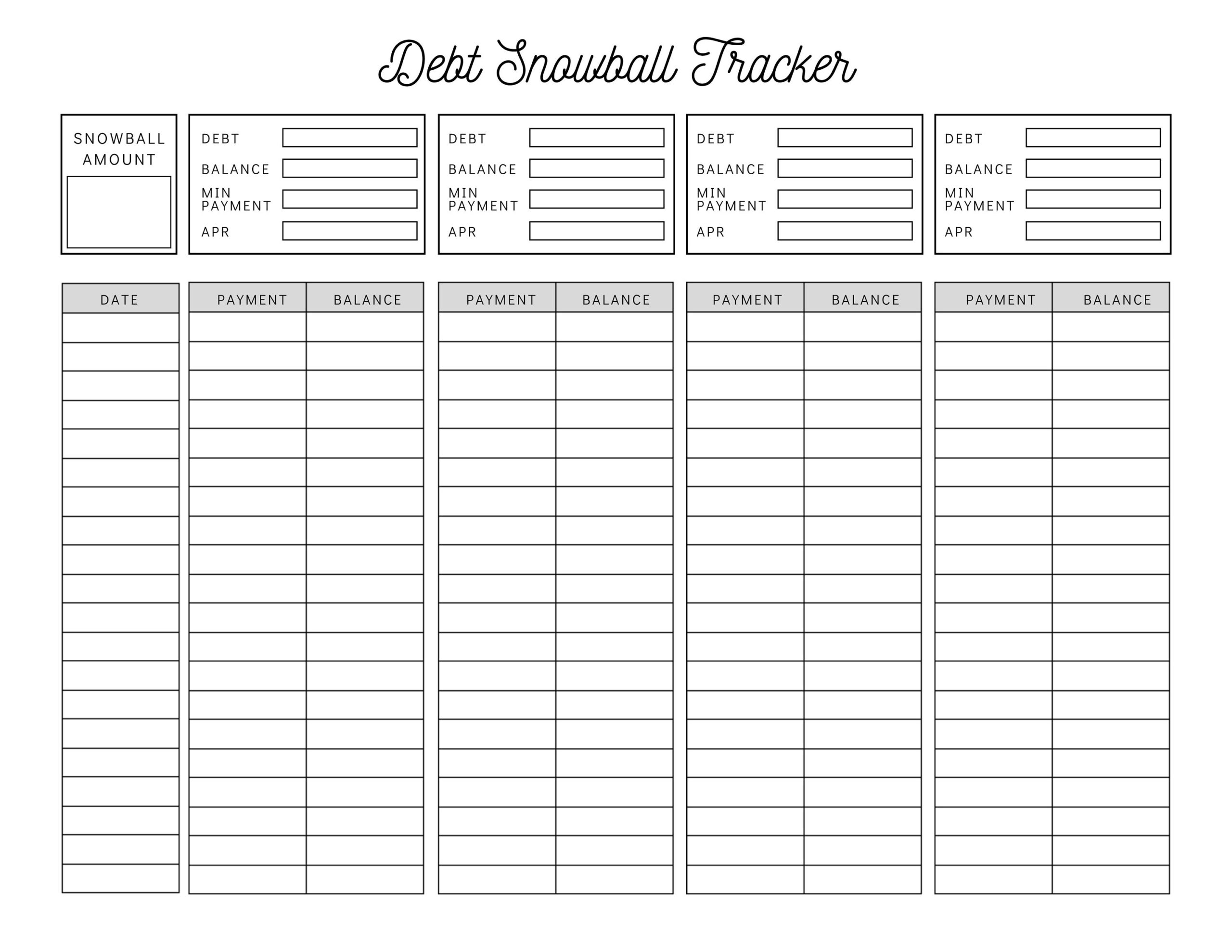 Debt Snowball Tracker Printable | Debt Payment Worksheet | Debt with Free Printable Debt Snowball Worksheet