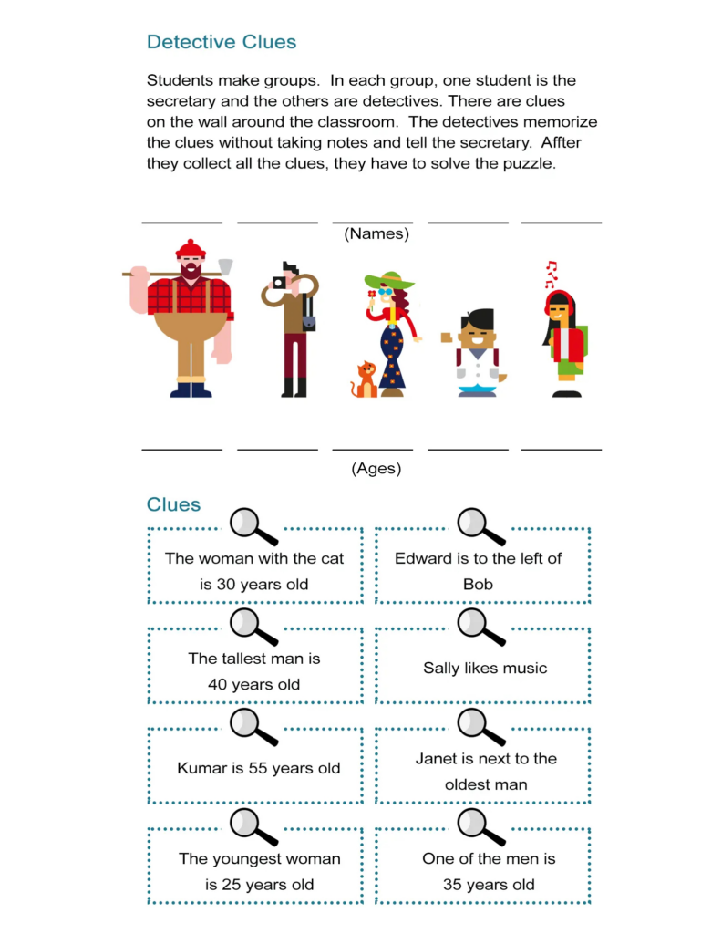 Detective Clues: Solve The Mystery In The Puzzle Worksheet   All Esl Pertaining To Free Printable Detective Games