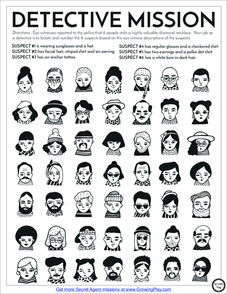 Detective Mission From Growing Play   Growing Play For Free Printable Detective Games