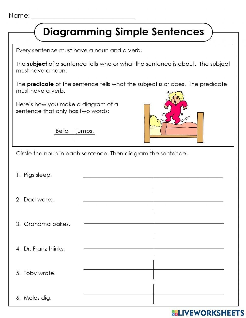 Diagramming Sentences: Worksheets - Worksheets Library within Free Printable Sentence Diagramming Worksheets
