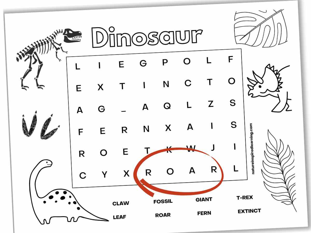 Dinosaur Word Searches - Nature Inspired Learning for Free Printable Dinosaur Word Search