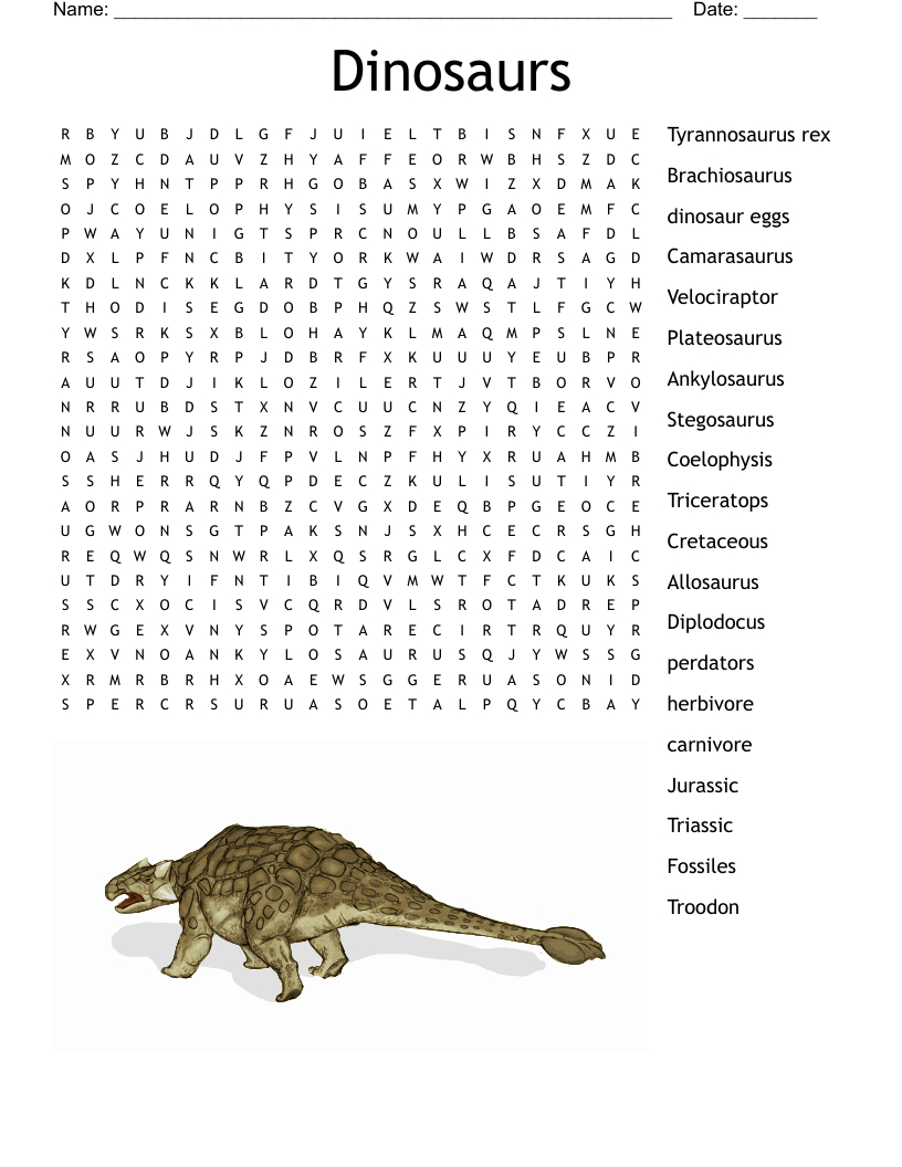 Dinosaurs Word Search - Wordmint intended for Free Printable Dinosaur Word Search