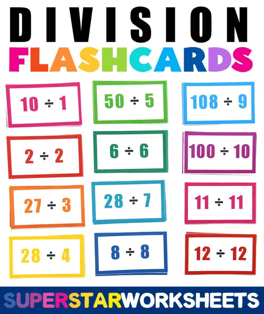 Division Flashcards   Superstar Worksheets Inside Free Printable Division Flash Cards