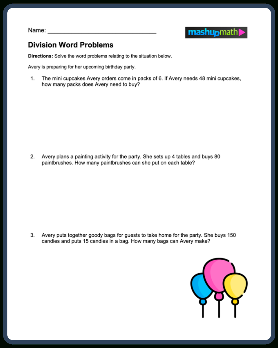 Division Word Problems—Free Worksheets For Grades 3-5 — Mashup Math throughout Free Printable Division Word Problems Worksheets For Grade 3