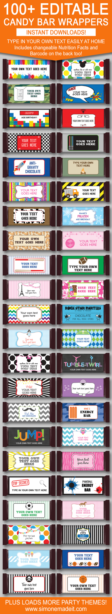Diy Candy Bar Wrapper Templates | Party Favors | Chocolate Bar Labels within Free Printable Chocolate Wrappers