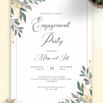 Download Printable Golden Leaves Engagement Party Invitation Pdf Inside Free Printable Engagement Party Invitations
