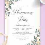 Download Printable Golden Leaves Housewarming Invitation Pdf Within Free Printable Housewarming Invitations Cards