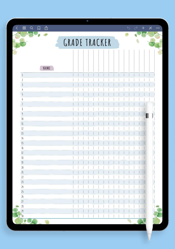 Free Printable Gradebook Sheets For Teachers