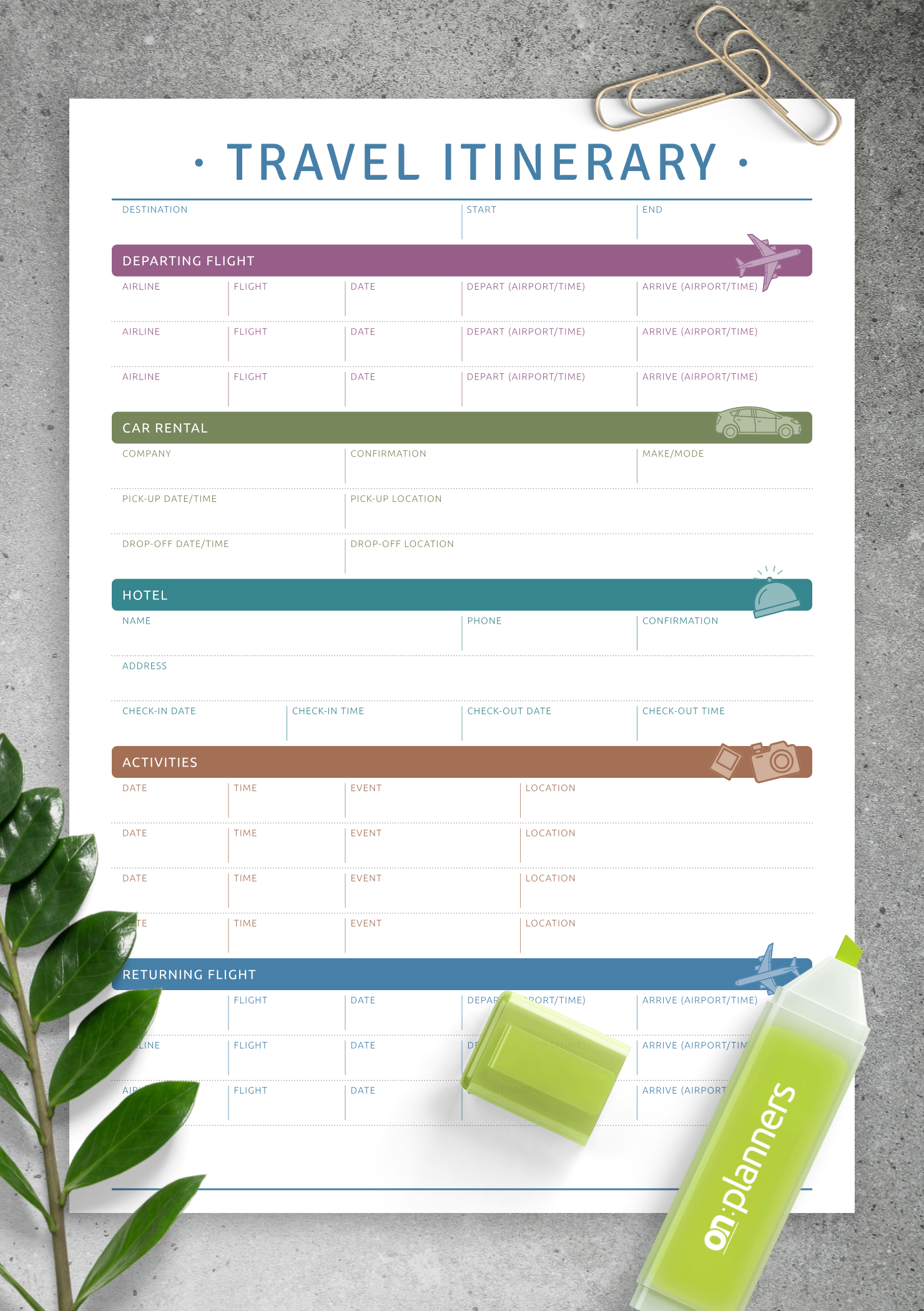 Download Printable Travel Itinerary Pdf pertaining to Free Printable Itinerary
