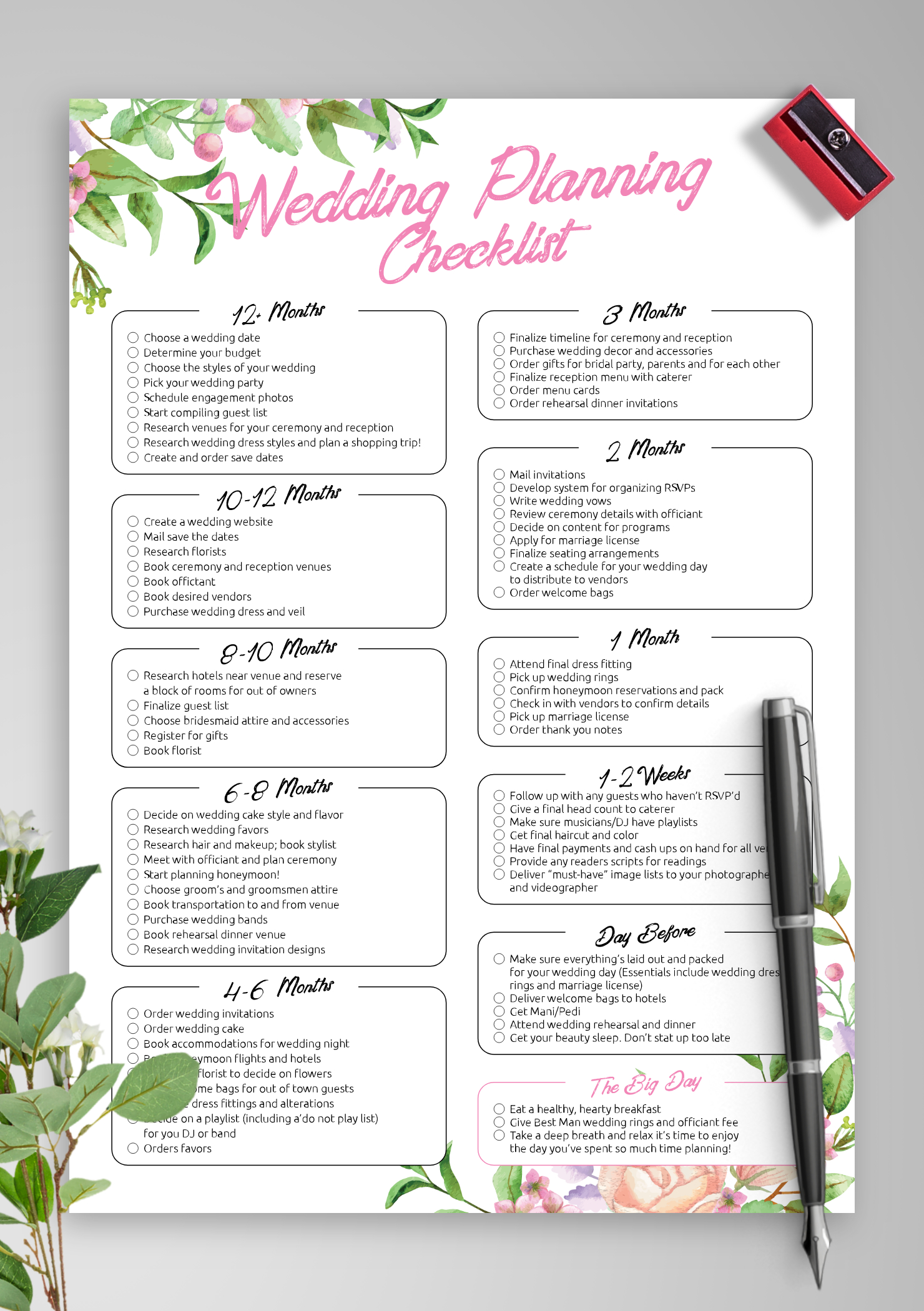 Download Printable Wedding Planning Checklist - Eco Style Pdf within Free Printable Wedding Organizer Templates