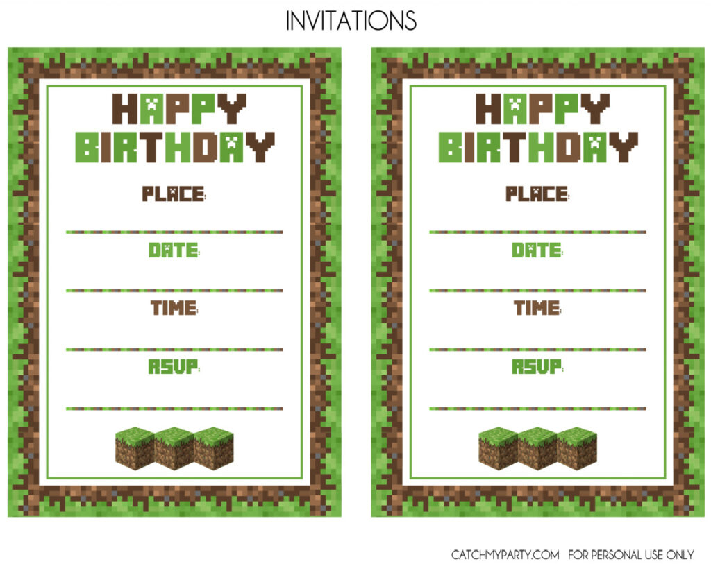 Download These Awesome Free Minecraft Party Printables! | Catch My Throughout Free Printable Minecraft Invitations