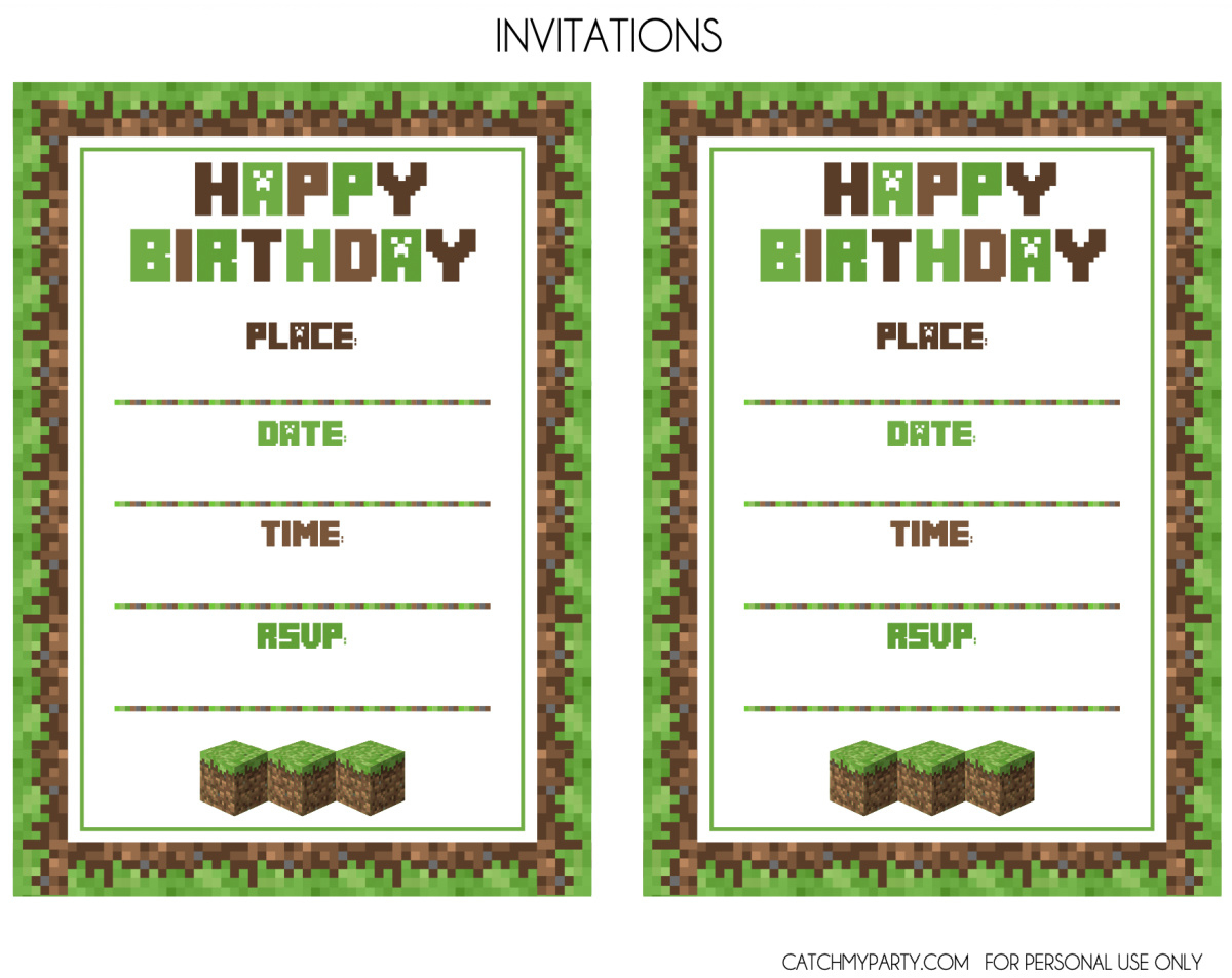 Download These Awesome Free Minecraft Party Printables! | Catch My throughout Free Printable Minecraft Invitations