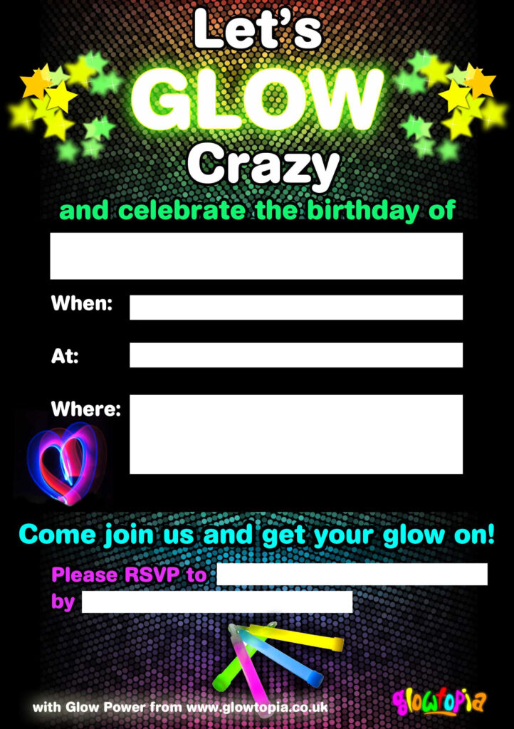 Downloadable Resources Glowtopia With Free Printable Glow In The Dark Birthday Party Invitations Downloadable Resources Glowtopia With Free Printable Glow In The Dark Birthday Party Invitations