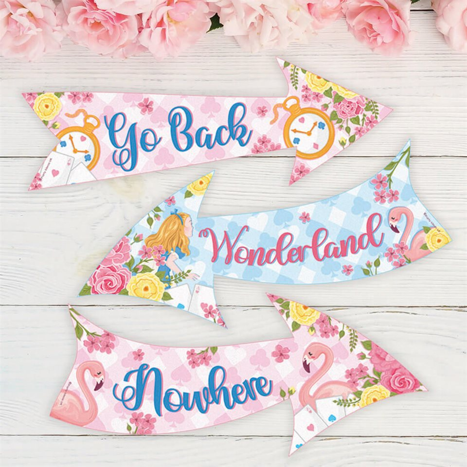 Dreamy Alice In Wonderland Party Signs intended for Alice in Wonderland Signs Free Printable