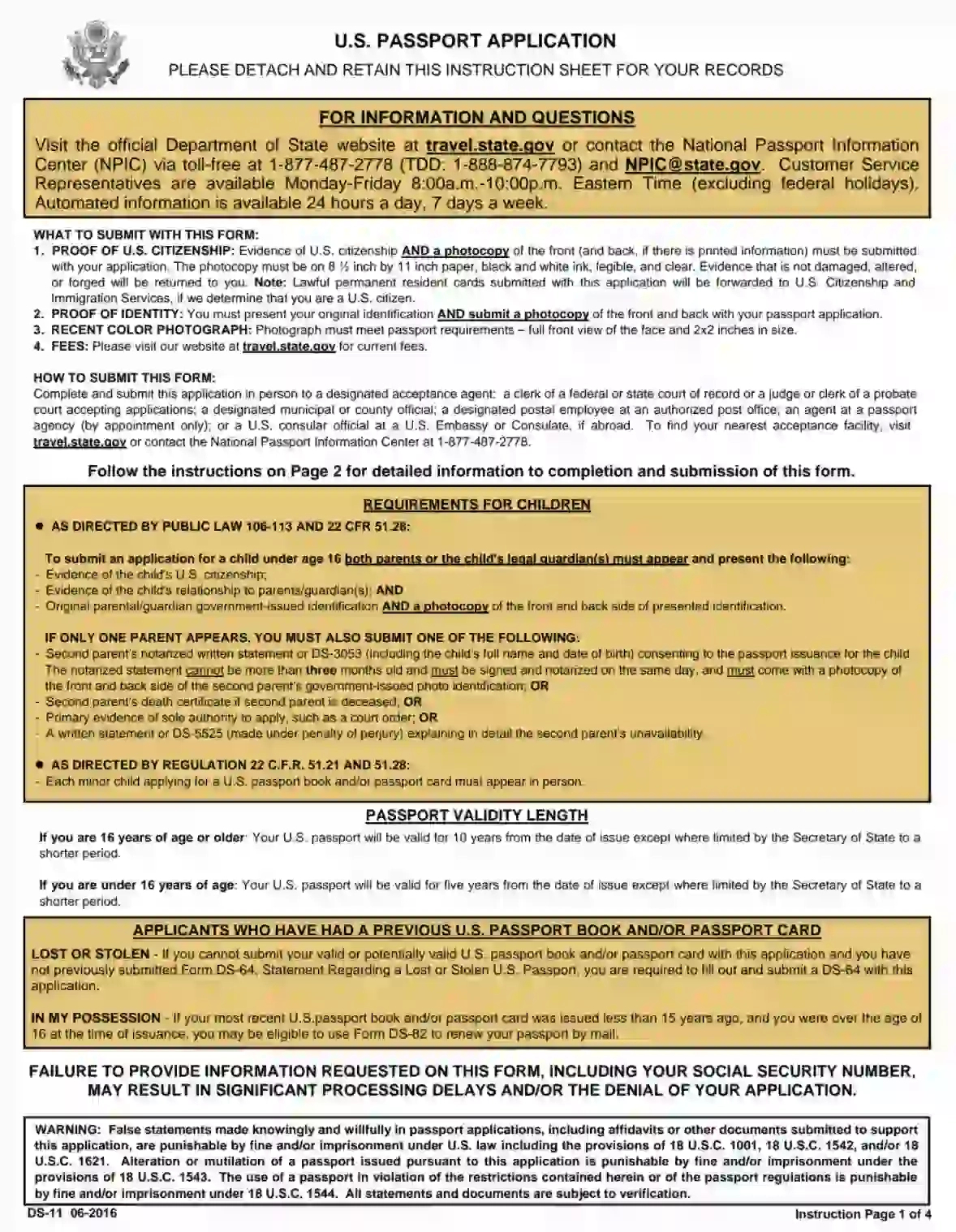 Ds-11 Us Passport Application ≡ Fill Out Printable Pdf Forms Online inside Free Printable Ds 11
