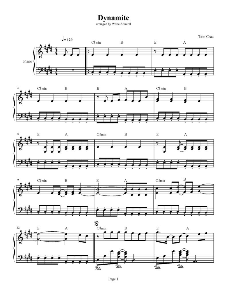 Dynamite Taio Cruz | True Piano Transcriptions Intended For Dynamite Piano Sheet Music Free Printable Dynamite Taio Cruz | True Piano Transcriptions Intended For Dynamite Piano Sheet Music Free Printable