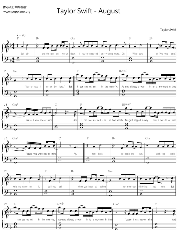☆ Taylor Swift August Sheet Music Pdf, Free Score Download ☆ With Taylor Swift Mine Piano Sheet Music Free Printable ☆ Taylor Swift August Sheet Music Pdf, Free Score Download ☆ With Taylor Swift Mine Piano Sheet Music Free Printable