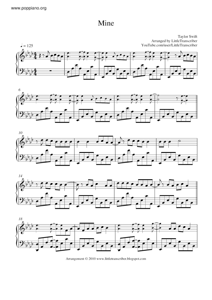 ☆ Taylor Swift Mine Sheet Music Pdf, Free Score Download ☆ With Taylor Swift Mine Piano Sheet Music Free Printable ☆ Taylor Swift Mine Sheet Music Pdf, Free Score Download ☆ With Taylor Swift Mine Piano Sheet Music Free Printable