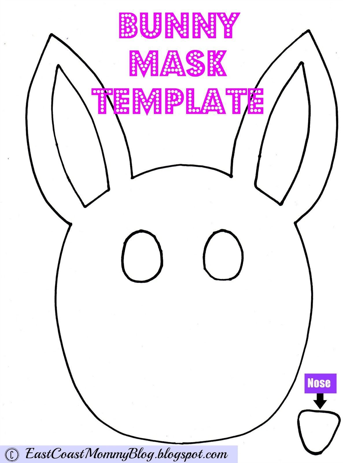 East Coast Mommy: Bunny Mask For Preschoolers With Free with Free Printable Easter Masks