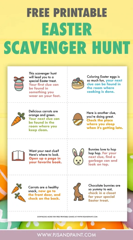 Easter Scavenger Hunt For Kids Free Printable Game Pjs And Paint Pertaining To Easter Scavenger Hunt Riddles Free Printable Easter Scavenger Hunt For Kids Free Printable Game Pjs And Paint Pertaining To Easter Scavenger Hunt Riddles Free Printable